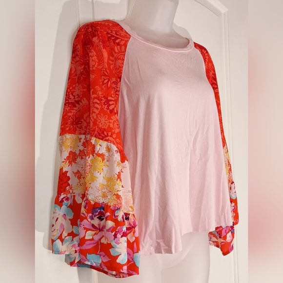 2/$30 Whimsy Ruffled Hem Floral Puff Sleeve PIONEER WOMAN Cottage Blouse(#1,107) - Picture 6 of 9